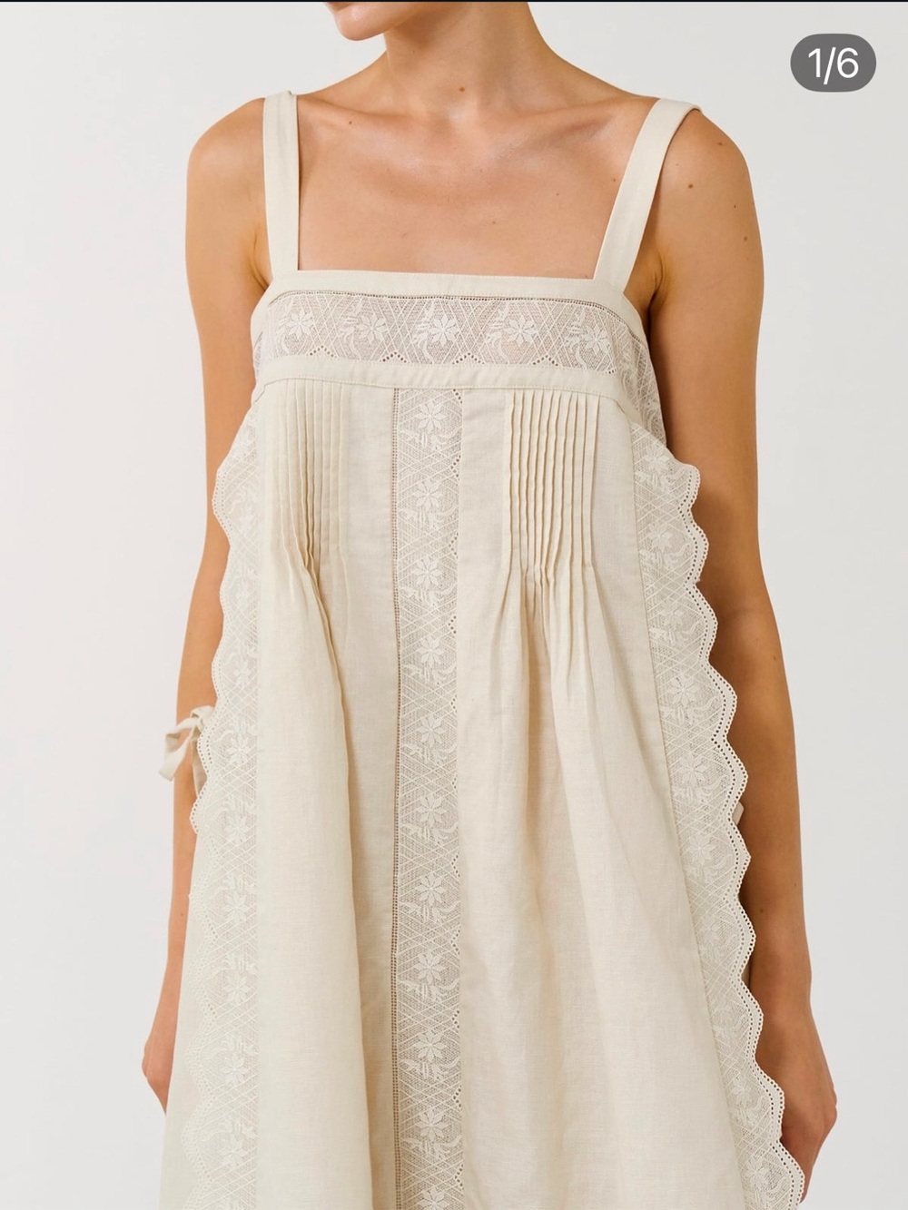 Cream Lace-Trim Sleeveless Sundress Maternity